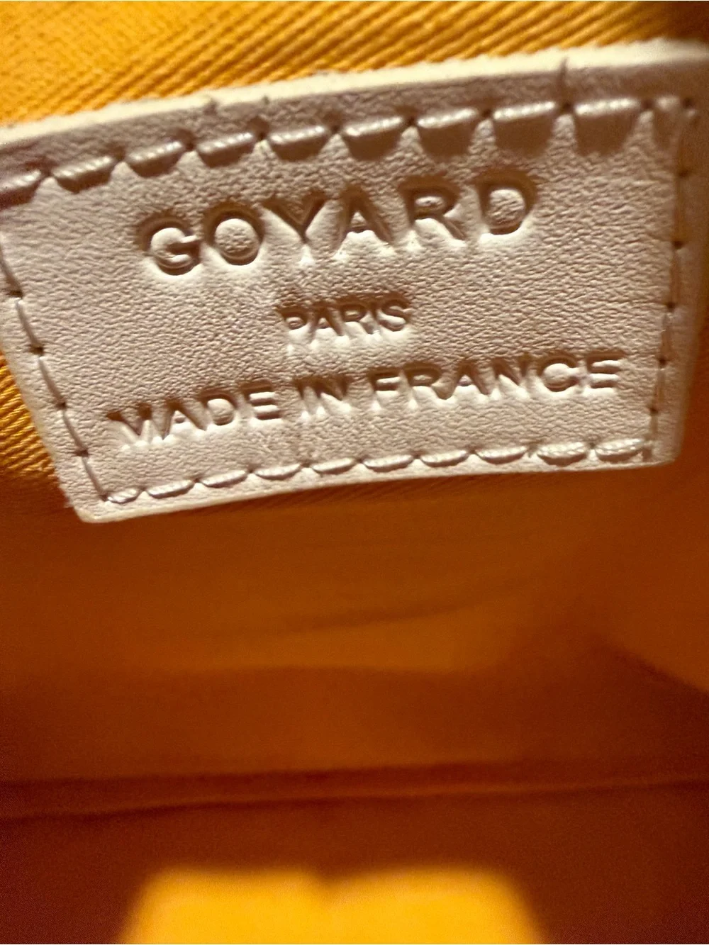Goyard Senat MM Zip Pouch White Goyardine Canvas Yellow Lining Made France